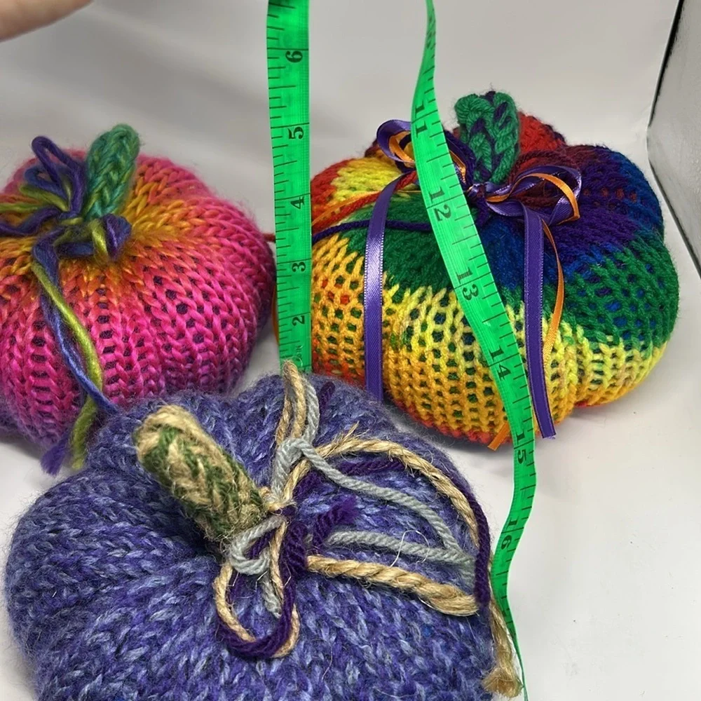 Colorful Knit Pumpkin Decor Set
